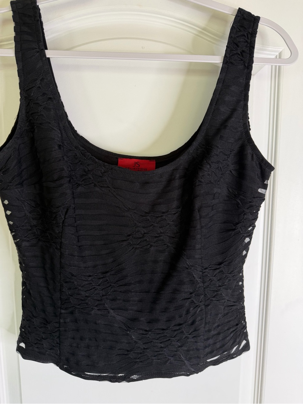 JS Collections Y2K Vintage Black Crinkle Ribbon Women's Tank Top Size 8